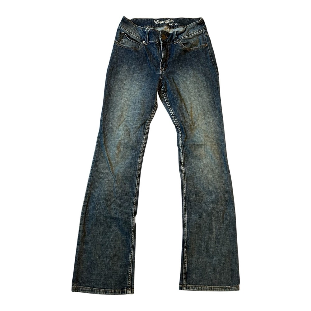 Wrangler Women’s Boot Cut Jeans in Distressed Indigo